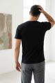 MEKA Bisiklet Yaka % 100 Pamuk Kumaş Düz Renk Rahat Kalıp Kısa Kol T-shirt SİYAH SİYAH - S