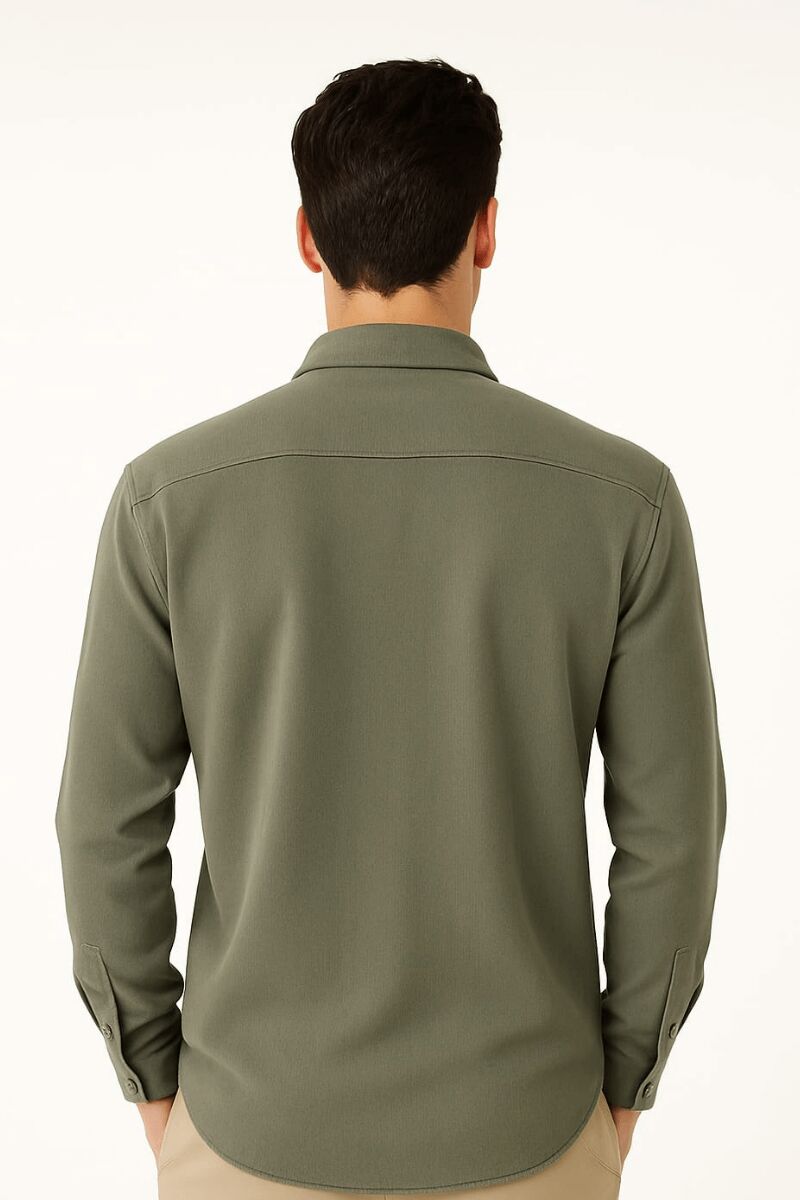 Uzun Kollu Düğmeli Klasik Yakalı Şık Ve Rahat Erkek Gömlek  96150 HAKİ