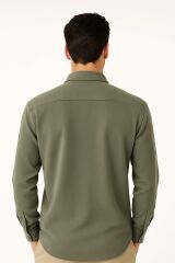 Uzun Kollu Düğmeli Klasik Yakalı Şık Ve Rahat Erkek Gömlek  96150 HAKİ