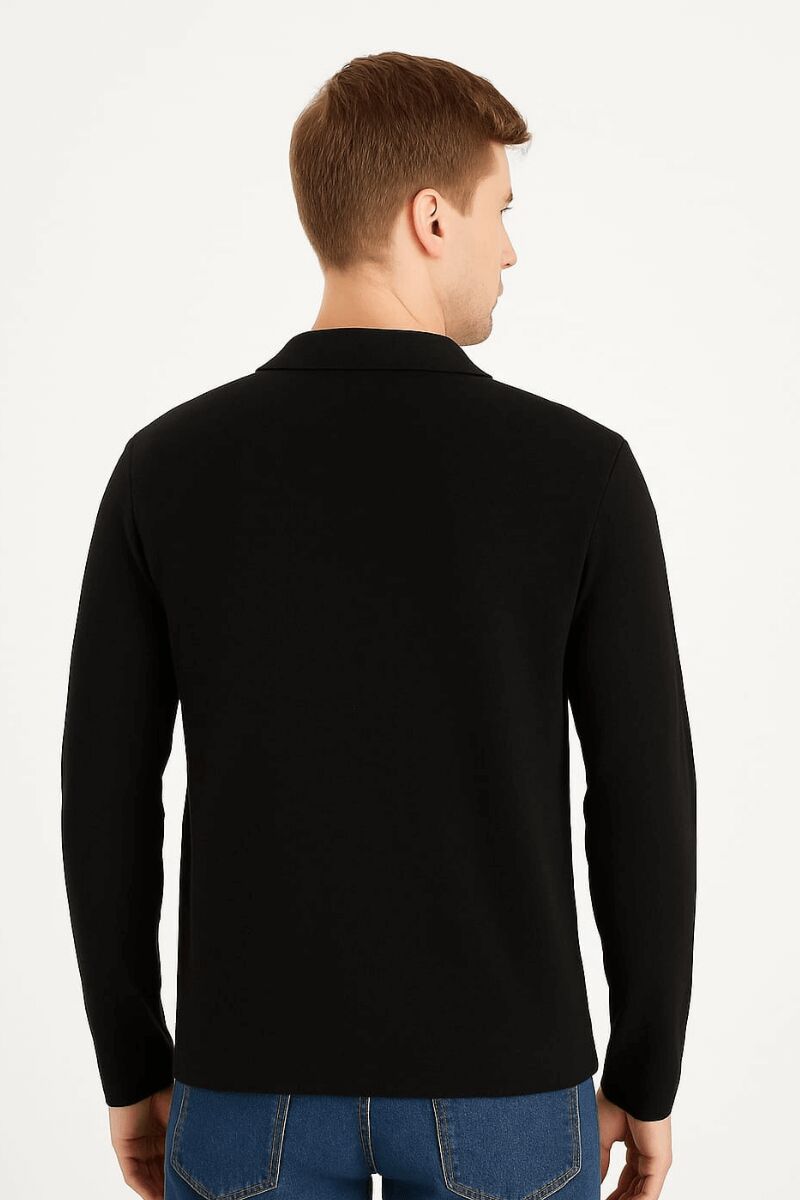 Gömlek Yaka Düğmeli Yandan Cepli Düğmeli Günlük Kullanıma Uygun Hırka 5119 SİYAH