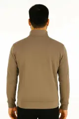 Uzun Kollu Pamuk Karışımlı Yarım Fermuarlı Dik yakalı Regulear Kalıp Erkek Sweatshirt 95270