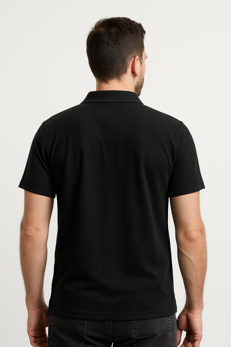 Erkek Polo Yaka Tişört Kısa Kollu Yarım Düğmeli Rahat Şık Günlük T-Shirt SİYAH