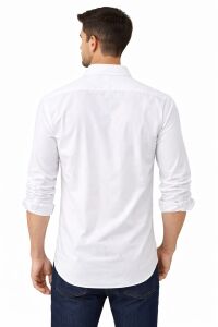 Uzun Kollu Spor Yaka Çift Cepli Düğme Kapamalı Pamuklu Erkek Gömlek 96153 BEYAZ BEYAZ - XL