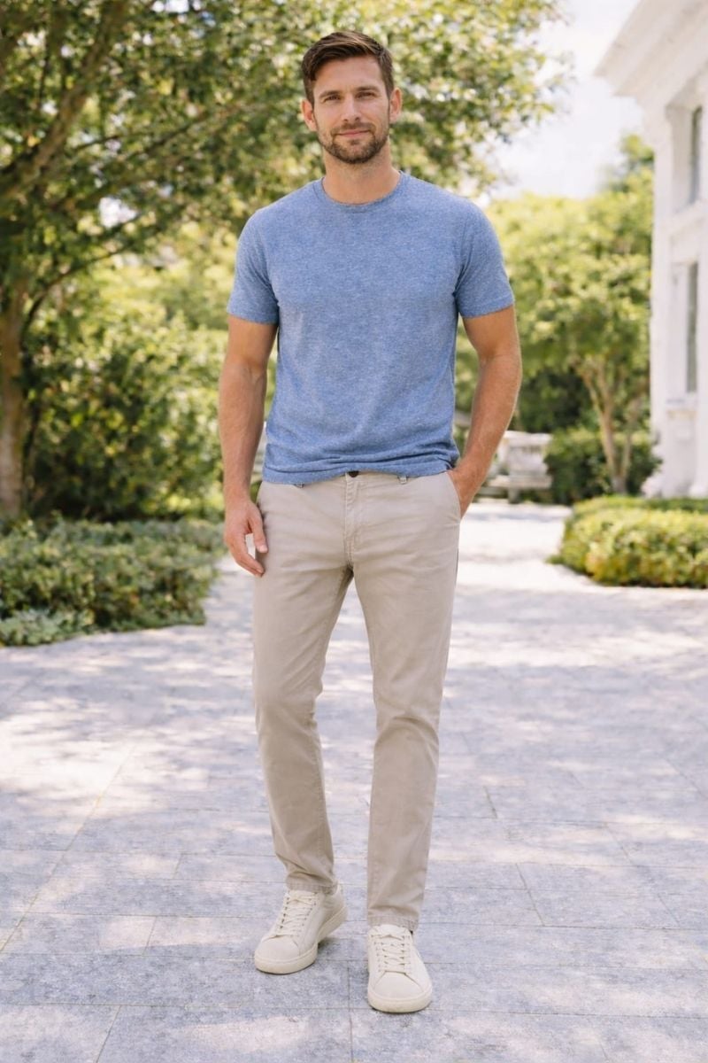 Chino Keten Erkek Pantolon Yazlık Rahat Kesim, Nefes Alabilir Şık Tasarım 1130 TAŞ