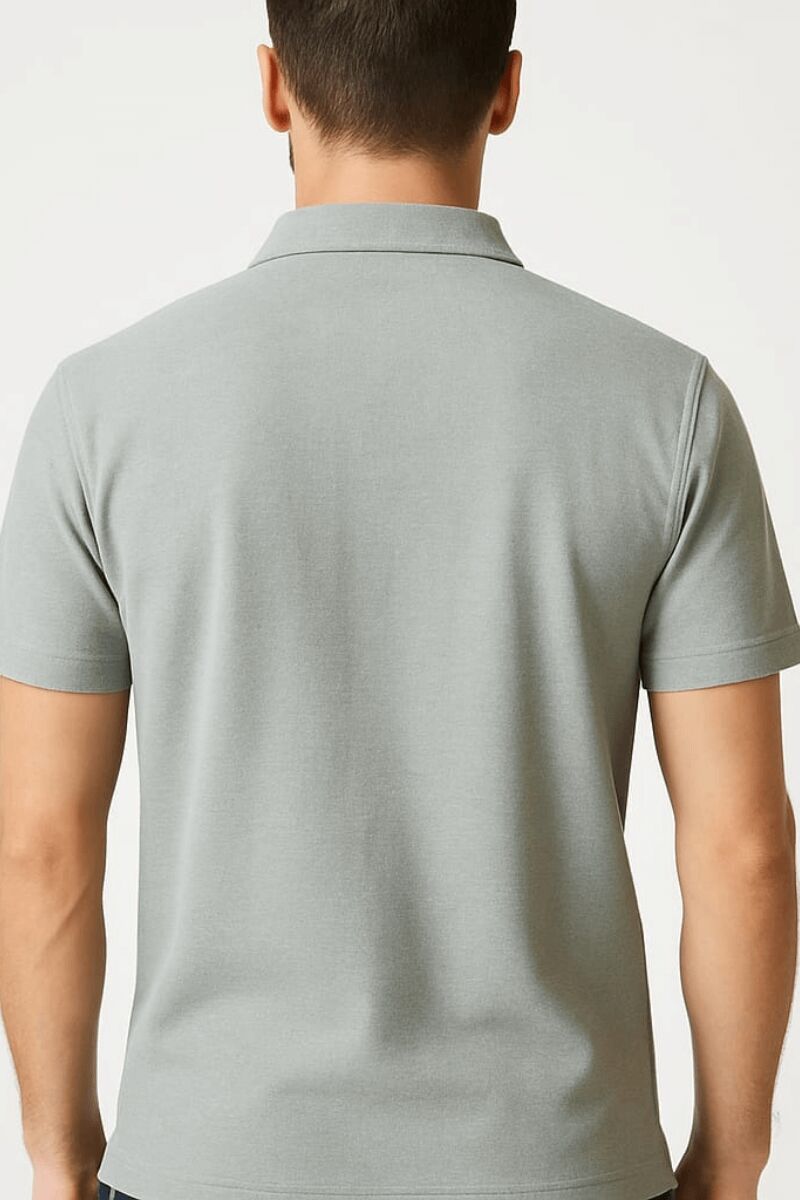 Erkek Polo Yaka Tişört Kısa Kollu Yarım Düğmeli Rahat Şık Günlük T-Shirt GRİ