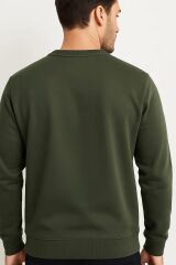 Uzun Kollu Bisiklet Yaka Rahat Spor Ve Şık Günlük Erkek Sweatshirt HAKİ