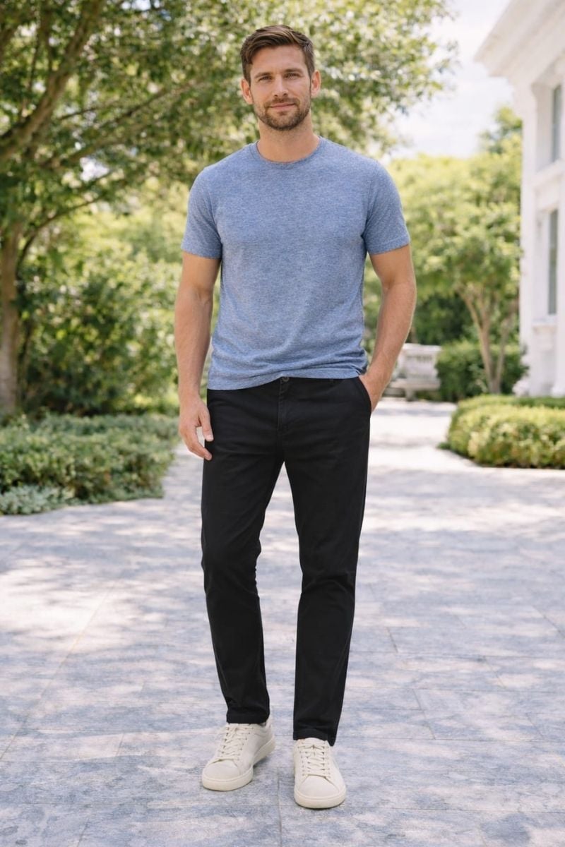 Chino Keten Erkek Pantolon Yazlık Rahat Kesim, Nefes Alabilir Şık Tasarım 1130 SİYAH