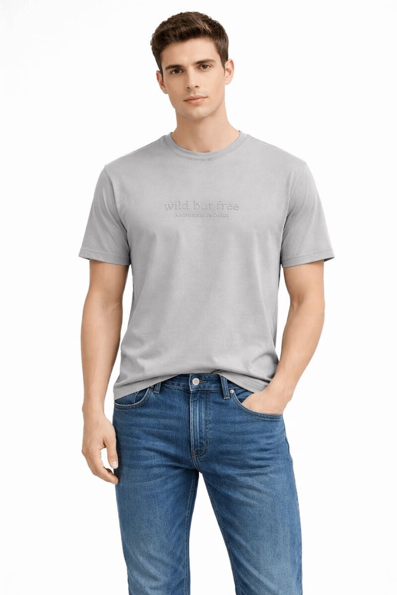 Bisiklet Yaka Kısa Kollu Rahat Ve Şık Günlük Kombinlere Uygun Erkek Tshirt 95304 GRİ