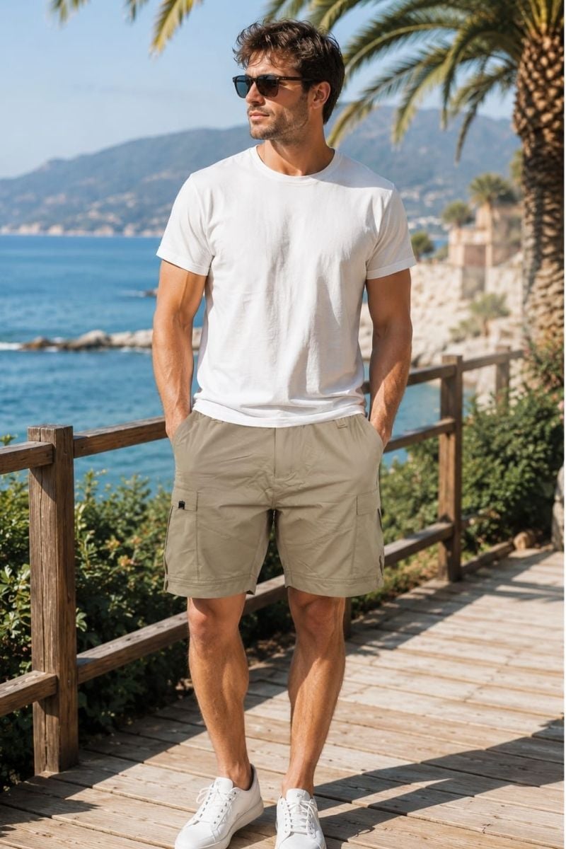 Erkek Bermuda Su İticili Capri Şort BEJCapri Şort BEJ - XXL