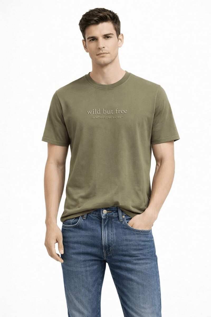 Bisiklet Yaka Kısa Kollu Rahat Ve Şık Günlük Kombinlere Uygun Erkek Tshirt 95304 HAKİ