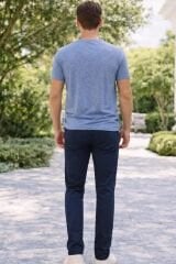 Chino Keten Erkek Pantolon Yazlık Rahat Kesim, Nefes Alabilir Şık Tasarım 1130 LACİVERT