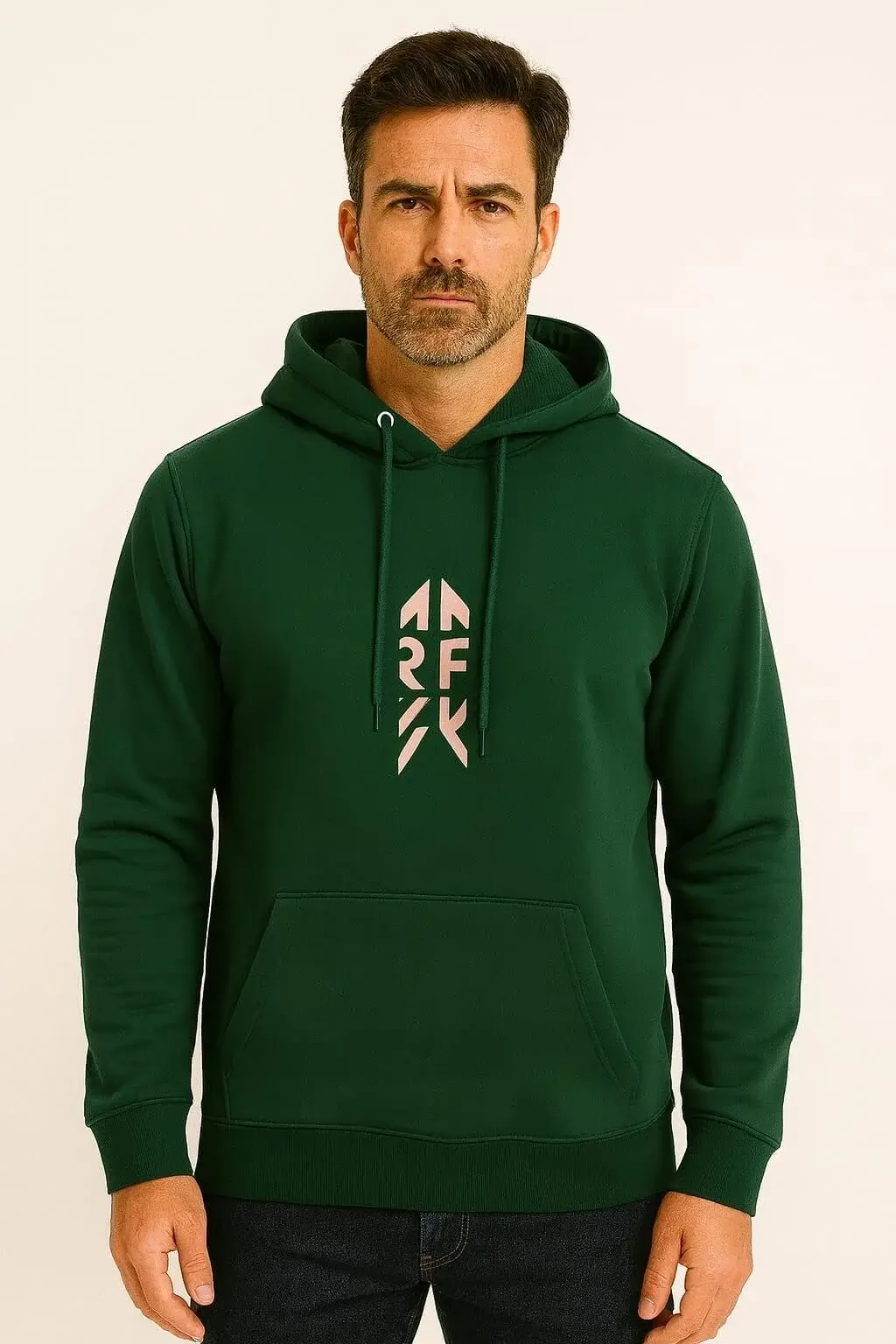 Uzun Kollu Kanguru Cepli Pamuk Karışımlı Baskılı İçi Pamuk İki İplik Erkek Kapüşonlu Sweatshirt 678