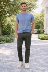 Chino Keten Erkek Pantolon Yazlık Rahat Kesim, Nefes Alabilir Şık Tasarım 1130 HAKİ