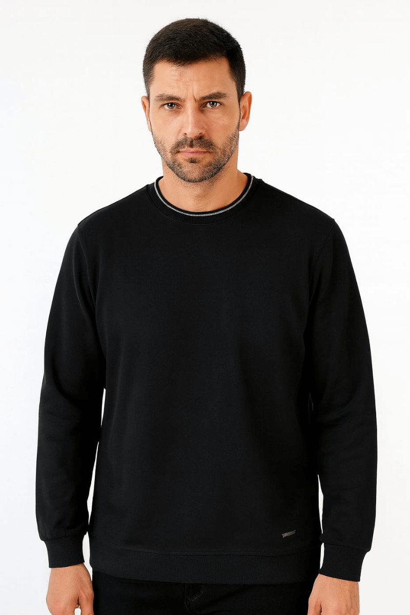 Uzun Kollu Bisiklet Yaka Erkek Sweatshirt LACİVERT LACİVERT - XXL