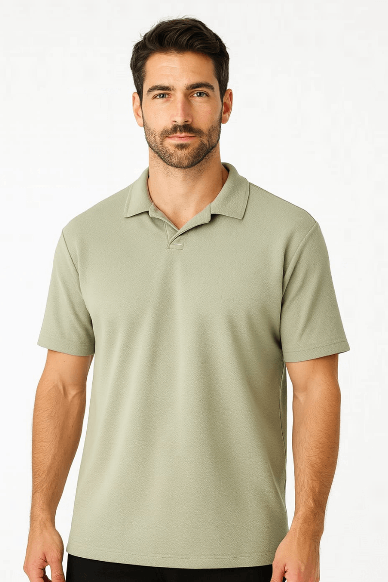 Polo Yaka Kısa Kollu Düğmesiz Regular Kesim Erkek Tişört 95224 HAKİ HAKİ - XXL