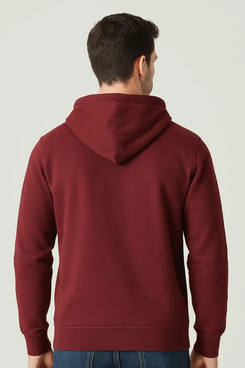 Uzun Kollu Kanguru Cepli Pamuk Karışımlı İçi Pamuklu Önden Baskılı Erkek Sweatshirt Softaç Kapşonlu 679