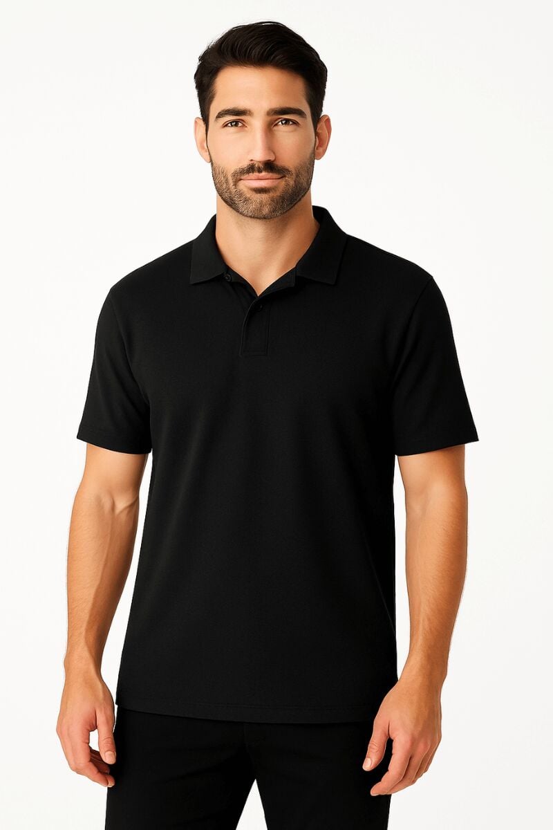 Erkek Polo Yaka Tişört Kısa Kollu Düğmesiz – Regular Kesim Rahat Günlük T-Shirt 95224 SİYAH