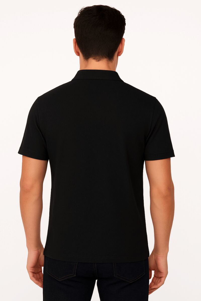 Erkek Polo Yaka Tişört Kısa Kollu Düğmesiz – Regular Kesim Rahat Günlük T-Shirt 95224 SİYAH