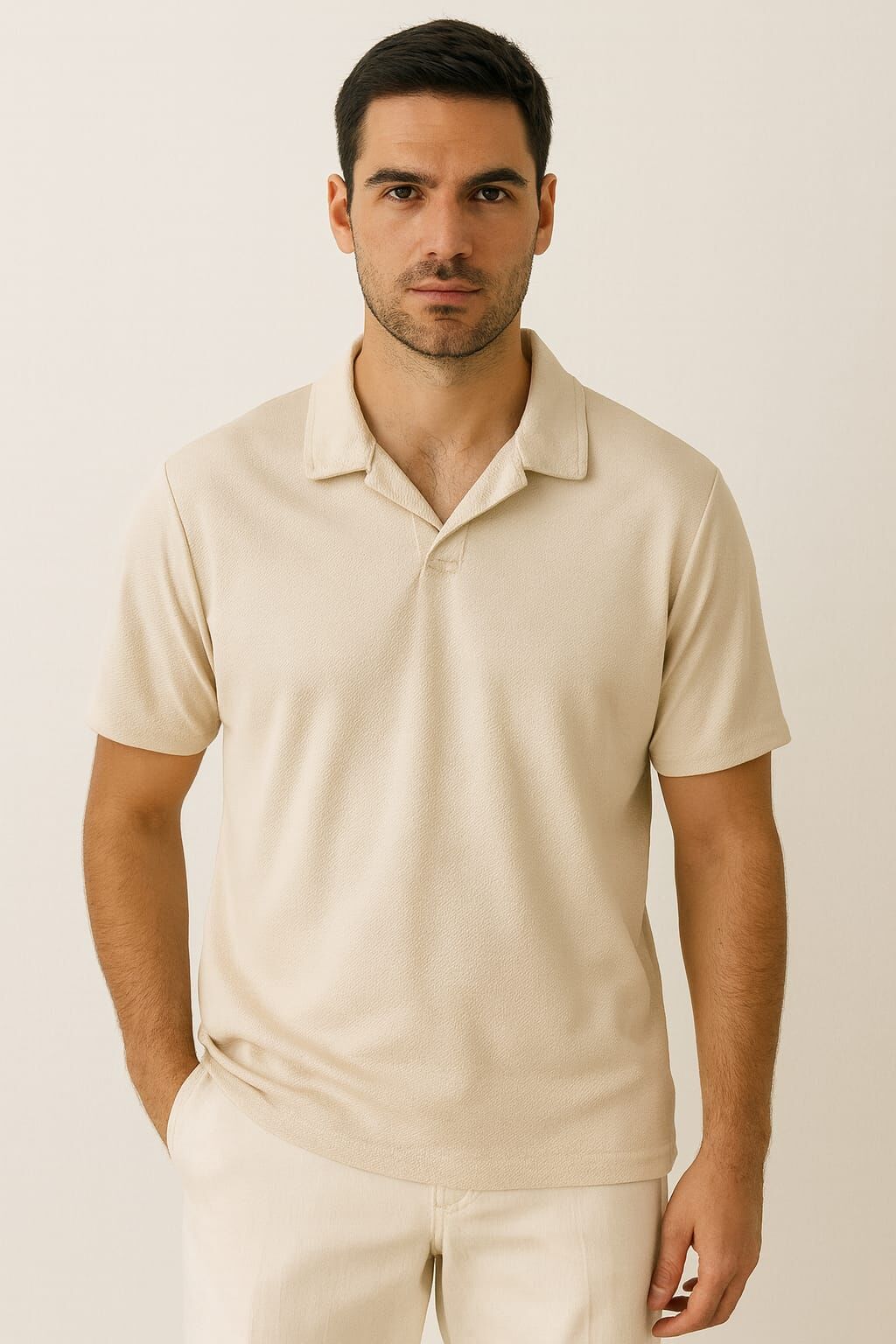 Erkek Polo Yaka Tişört Kısa Kollu Düğmesiz – Regular Kesim Rahat Günlük T-Shirt 95224 TAŞ