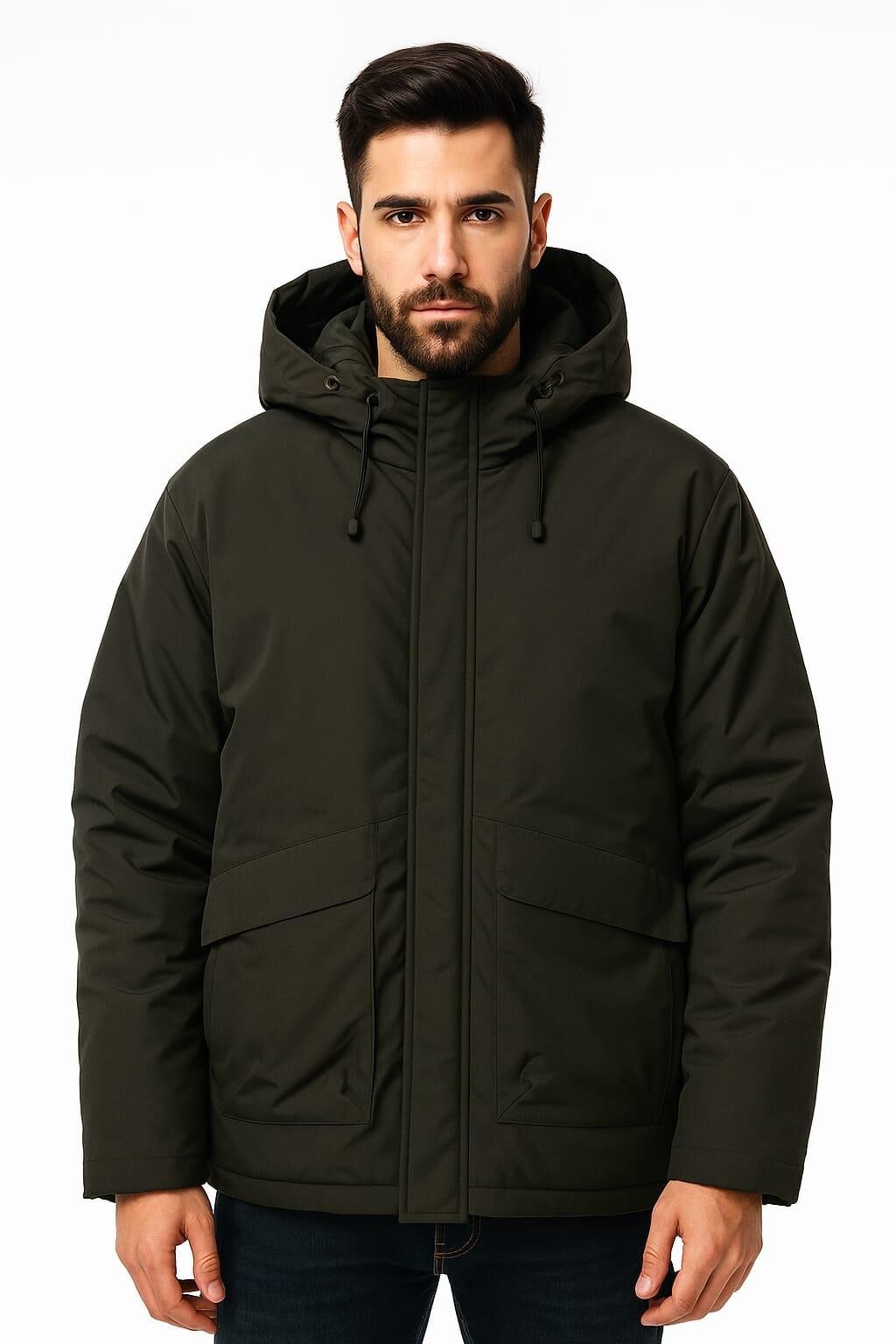 Su Geçirmez  Rüzgar Geçirmez Termometreli Sıcak Tutan Standart Fit Normal Kesim Kapüşonlu Desenli  Erkek Şişme Mont