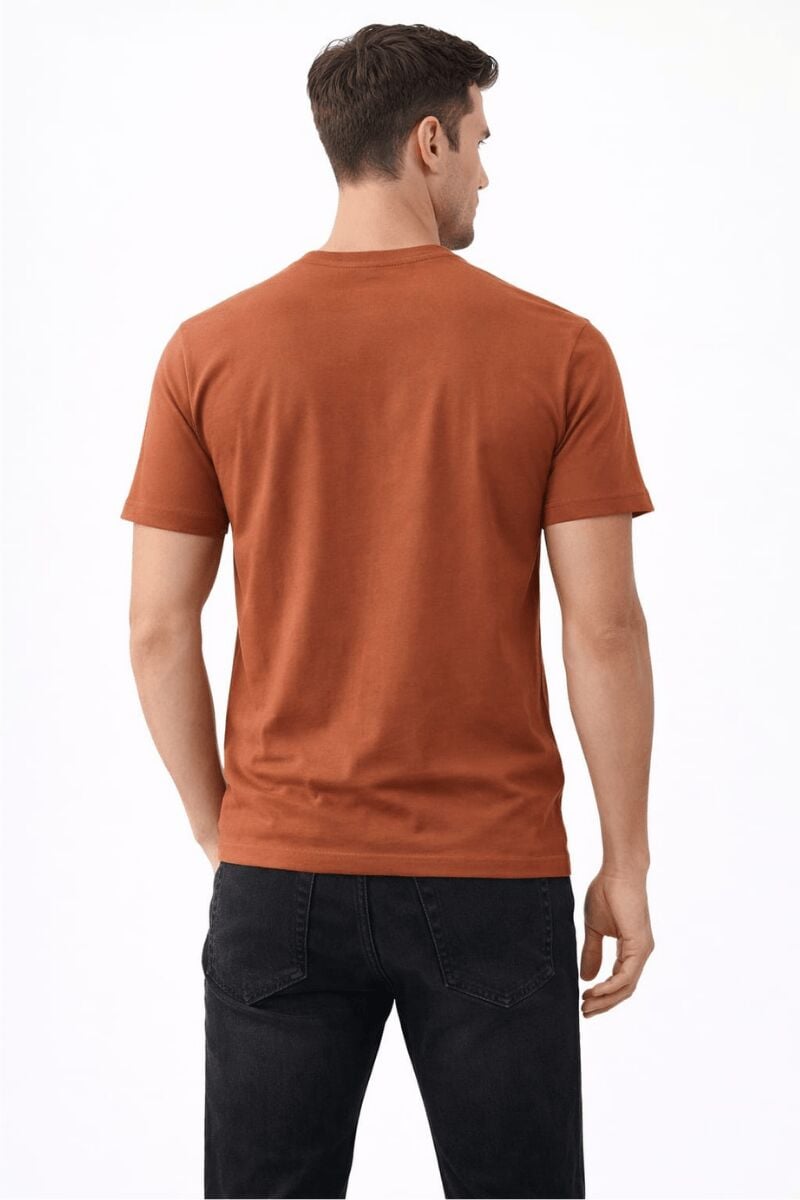 Bisiklet Yaka Kısa Kollu Modal Kumaş Rahat Günlük Kombinlere Uygun Erkek Tshirt 95252 KİREMİT