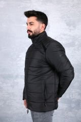 Uzun Kollu Yandan Cepli Dik Yakalı Fermuarlı Erkek Şişme Mont 94023