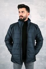 Uzun Kollu Yandan Cepli Dik Yakalı Fermuarlı Erkek Şişme Mont 94023