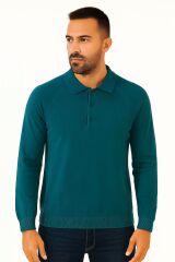 Erkek Polo Yaka Triko Kazak Uzun Kollu Yarım Düğmeli – Akrilik Rahat ve Şık Kazak 93089 İNDİGO