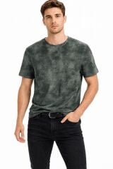 Erkek Pamuklu Tişört Bisiklet Yaka Basic T-Shirt  Rahat Kalıp Günlük Kullanım 95232 FÜME