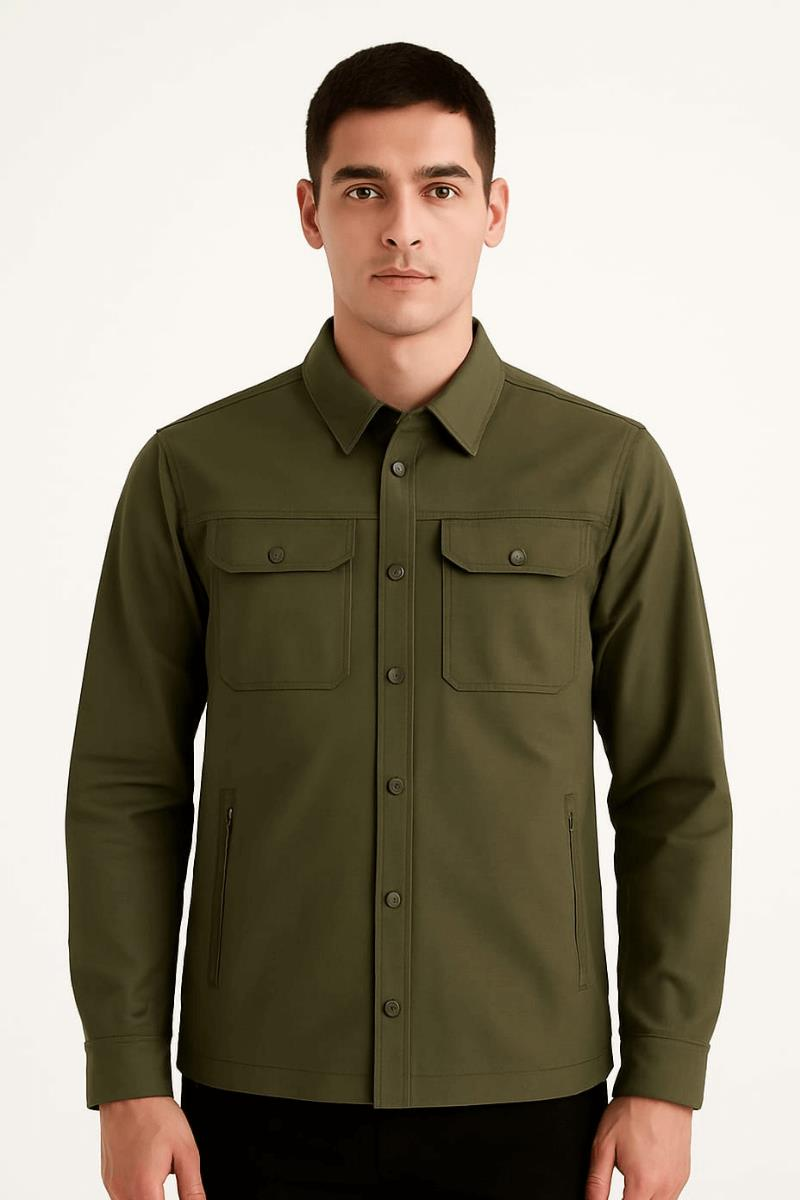 Erkek Uzun Kollu Su İticili Düğeme Kapamlalı Yandan Fermuar Cepli ve Düğme Cepli Poliester Karışımlı Ceket 96163