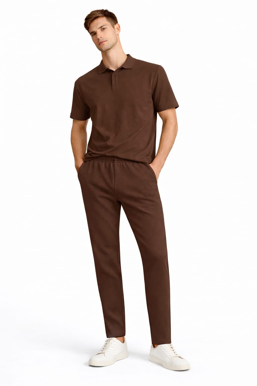 Erkek Tişört Polo Yaka Düğme Kapamalı Rahat  95331 KAHVERENGİ KAHVERENGİ - XXL