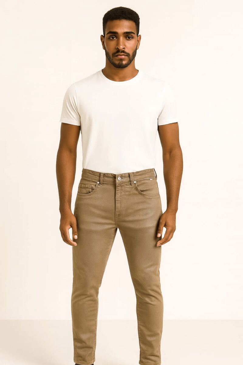 Erkek Pamuklu Pantolon Yandan ve Arkadan Cepli – Parça Boya Rahat Kalıp Günlük Şık Pantolon KAHVERENGİ