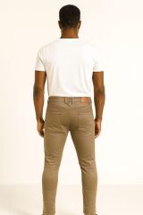 Erkek Pamuklu Pantolon Yandan ve Arkadan Cepli – Parça Boya Rahat Kalıp Günlük Şık Pantolon KAHVERENGİ