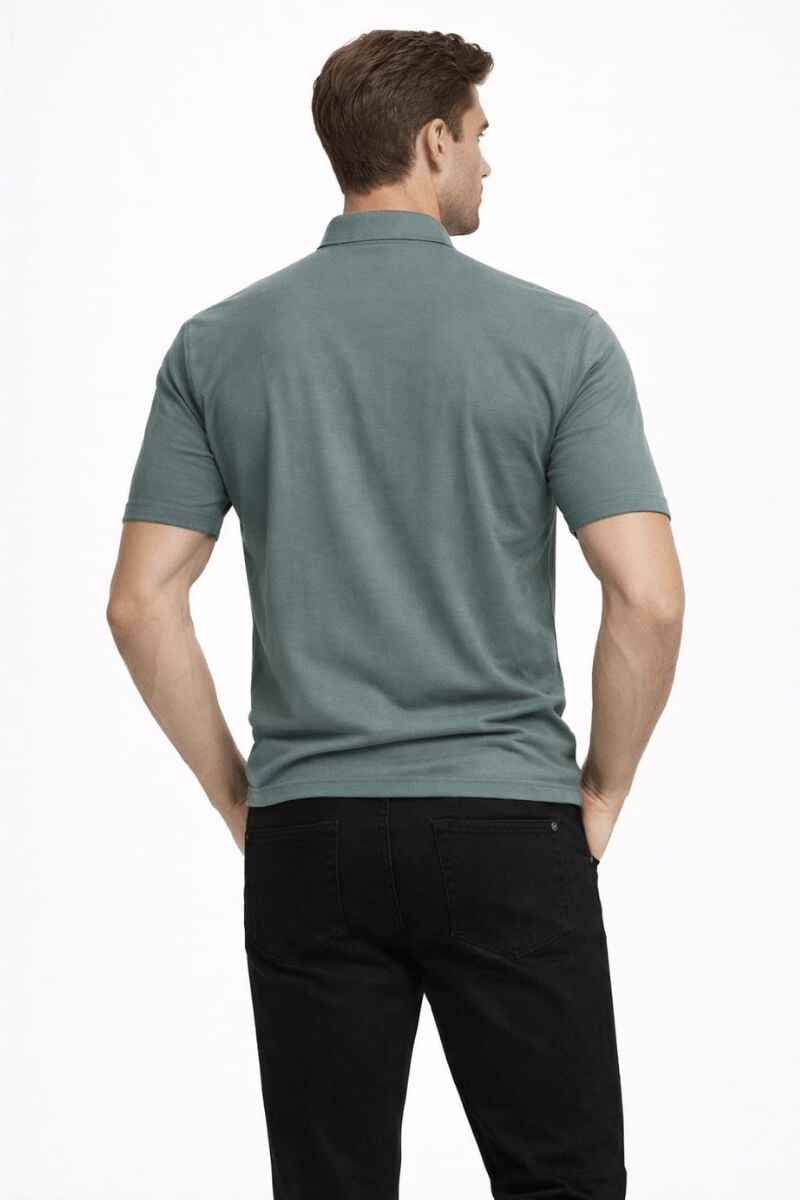 Polo Yaka Ayaklı Cupra Modal Kumaş Rahat Ve Şık Düğme Kapamalı  Erkek Tshirt 95246 HAKİ