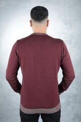 Uzun Kollu Bisiklet Yakalı Pamuk Karışımlı Yaka Çizgi Detaylı Rahat Erkek Kazak  93103