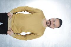 Uzun Kollu Bisiklet Yakalı Pamuk Karışımlı Yaka Çizgi Detaylı Rahat Erkek Kazak  93103