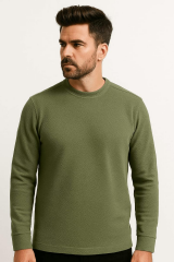 Uzun Kollu Bisiklet Yakalı Pamuk Karışımlı Kalın  Regulear Kesim Erkek Sweatshirt 95258