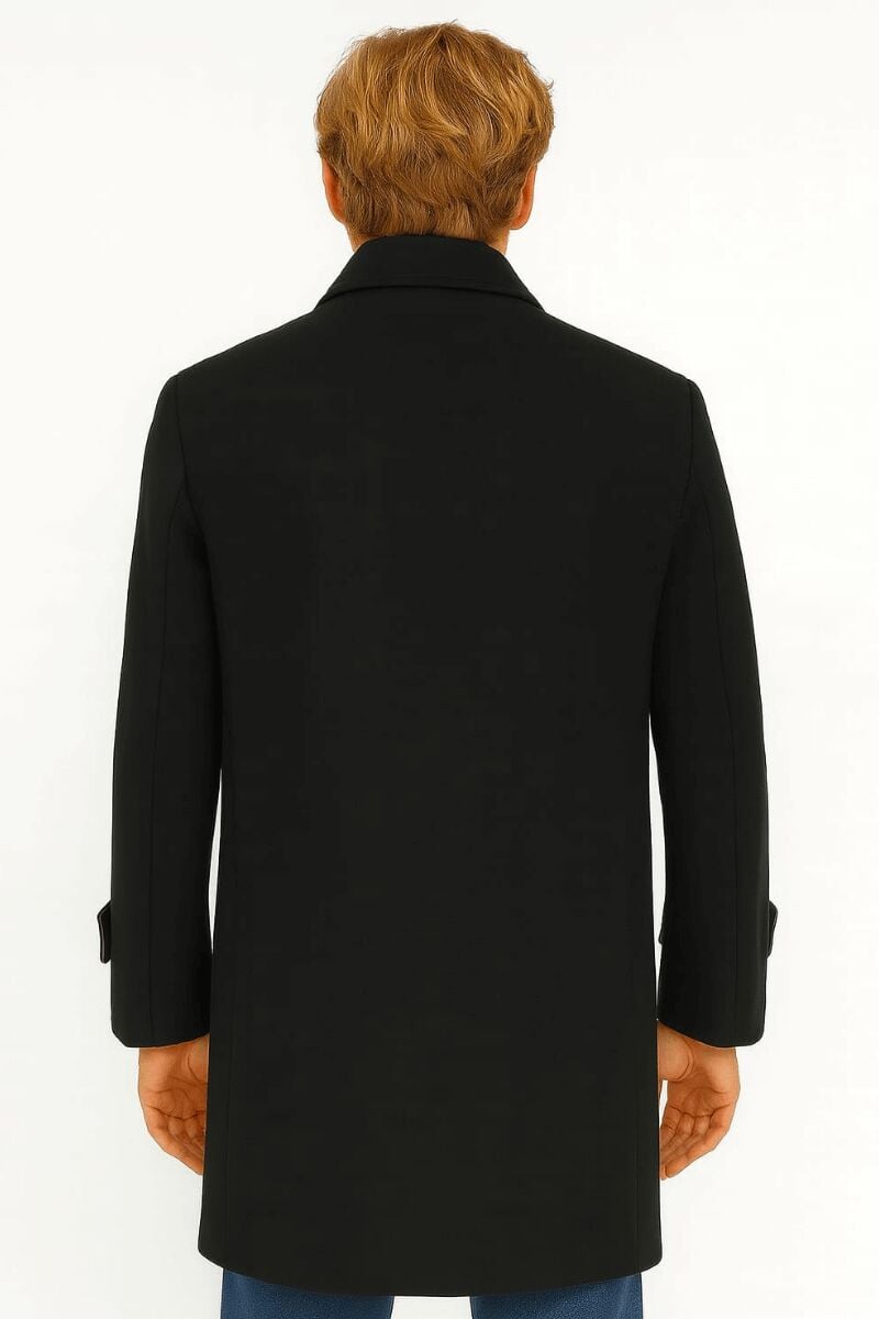 Düğmeli Yandan Cepli Uzun Kaşe Kol Detaylı Kalın Üşütmeyen Modern Görünümlü Mont   718 SİYAH
