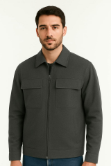 Erkek Yakalı Kapitone Astarlı Mont  Uzun Kollu Pamuk Yandan Cepli Tam Fermuar Kapamalı