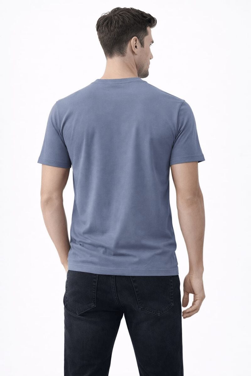 Modal Kumaş T-shirt İpeksi Dokulu Regular Kalıp Pürüzsüz Kumaş Yüzeyi  Erkek Tshirt 95252 MAVİ