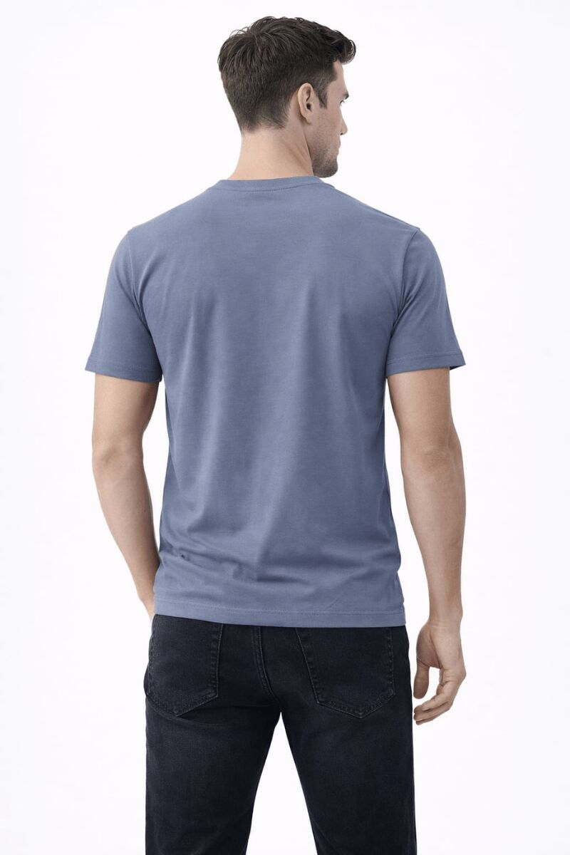 Modal Kumaş T-shirt İpeksi Dokulu Regular Kalıp Pürüzsüz Kumaş Yüzeyi  Erkek Tshirt 95252 MAVİ