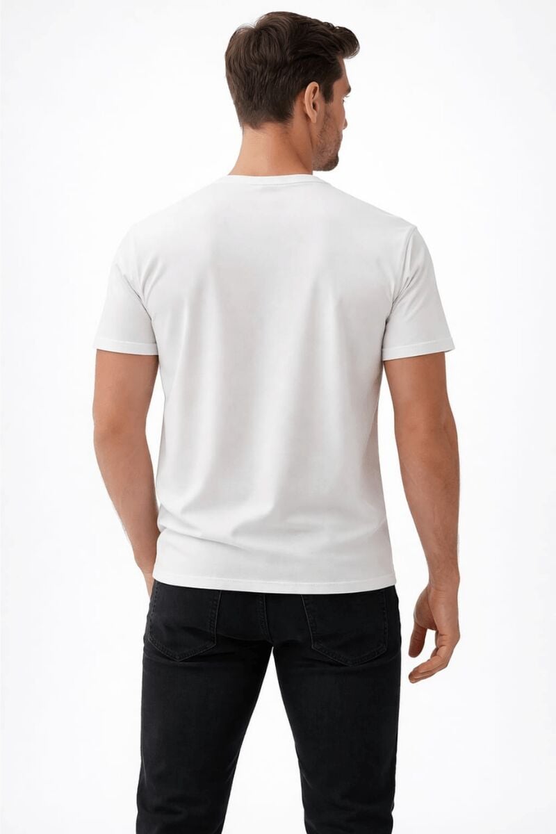 Modal Kumaş T-shirt İpeksi Dokulu Regular Kalıp Pürüzsüz Kumaş Yüzeyi Erkek Tshirt 95252 BEYAZ