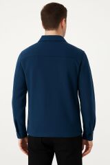 Düğmeli Erkek Gömlek Hırka Yandan Cepli  742