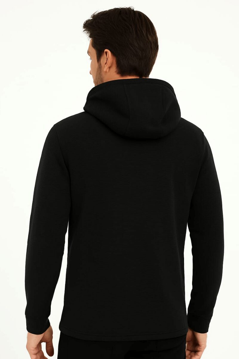 Sweat Fermuarlı Kapşonlu Kendi Çizgili 95093 SİYAH