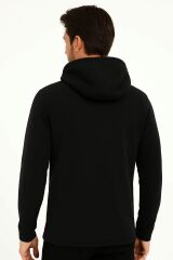 Sweat Fermuarlı Kapşonlu Kendi Çizgili 95093 SİYAH
