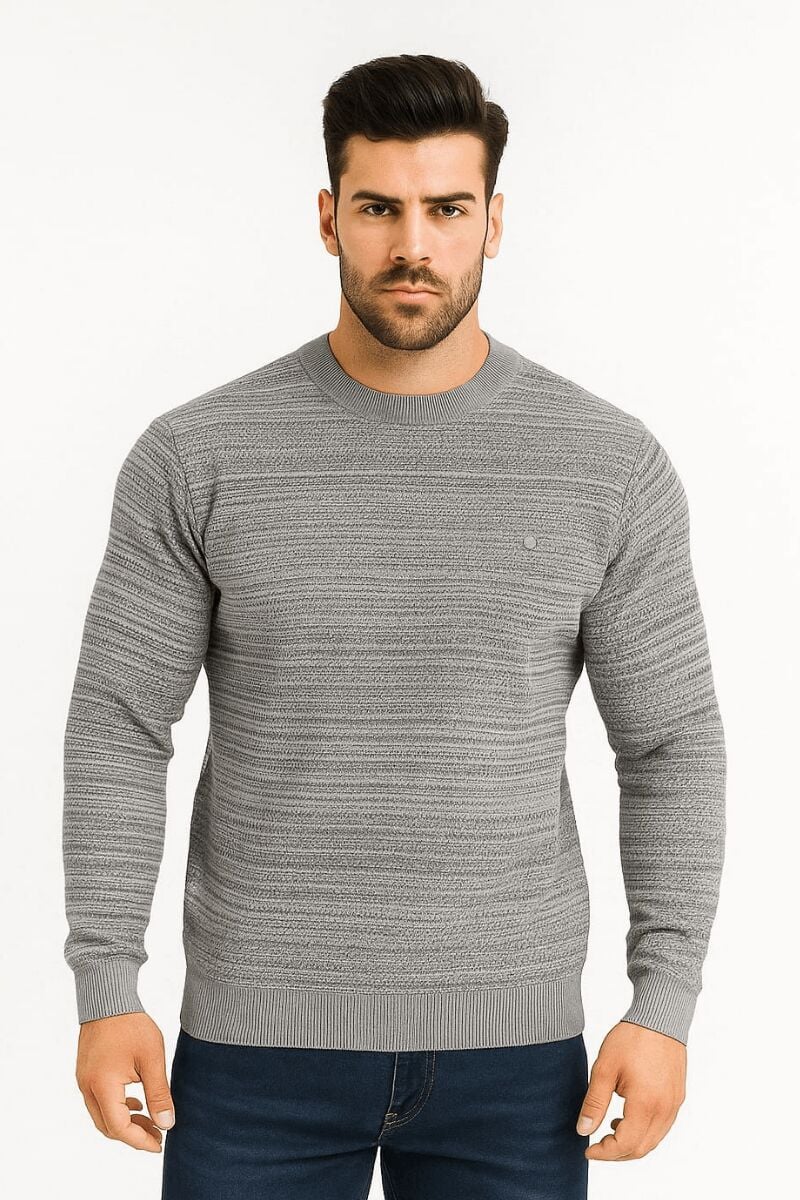 Erkek Triko Kazak Bisiklet Yaka Uzun Kollu Pamuk Karışımlı Regular Fit Sıcak Tutan Rahat Şık Günlük Kazak 5121 GRİ