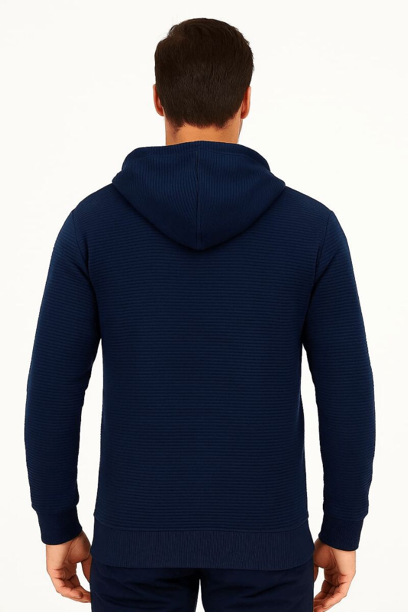 Sweat Fermuarlı Kapşonlu Kendi Çizgili 95093 LACİVERT