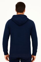 Sweat Fermuarlı Kapşonlu Kendi Çizgili 95093 LACİVERT