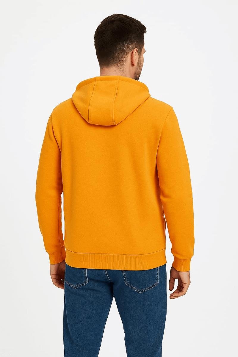 Uzun Kollu Tam Fermuarlı Yandan Cepli Şapkalı İpli Pamuk Karışımlı İçi Pamuklu  Erkek Sweat 2714