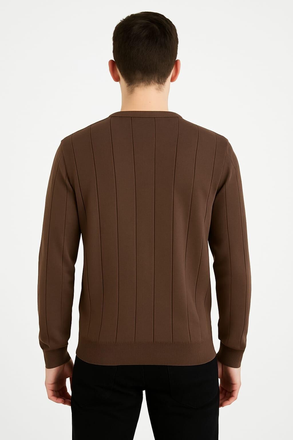 Triko Bisiklet Yaka Erkek  Çizgi Detaylı 5132